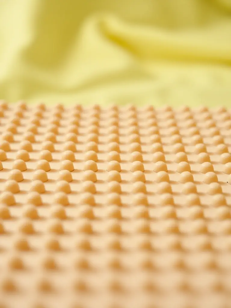 Close-up shot of the acupressure points on the mat, highlighting their design and how they stimulate blood circulation.